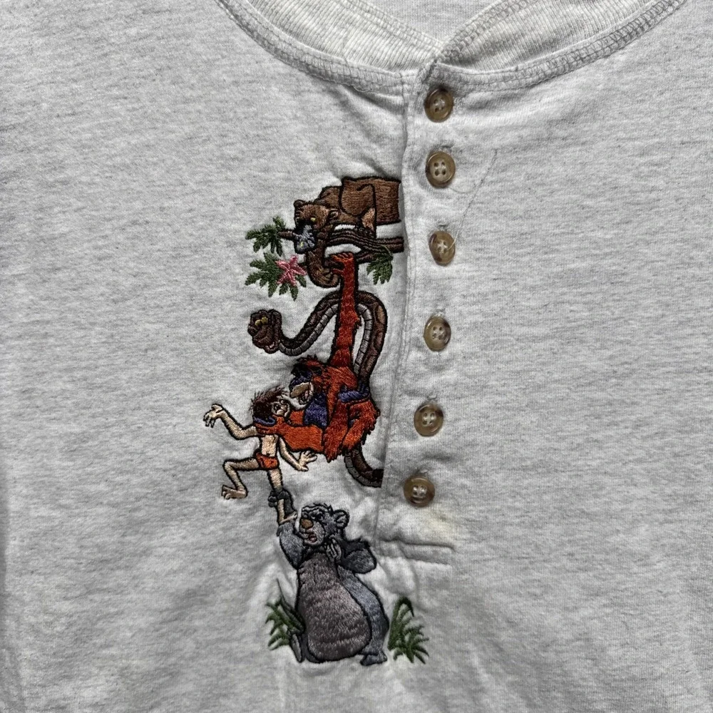 Vintage‎ 90s Disney Catalog Jungle book Gray Long sleeve Henley extra Large